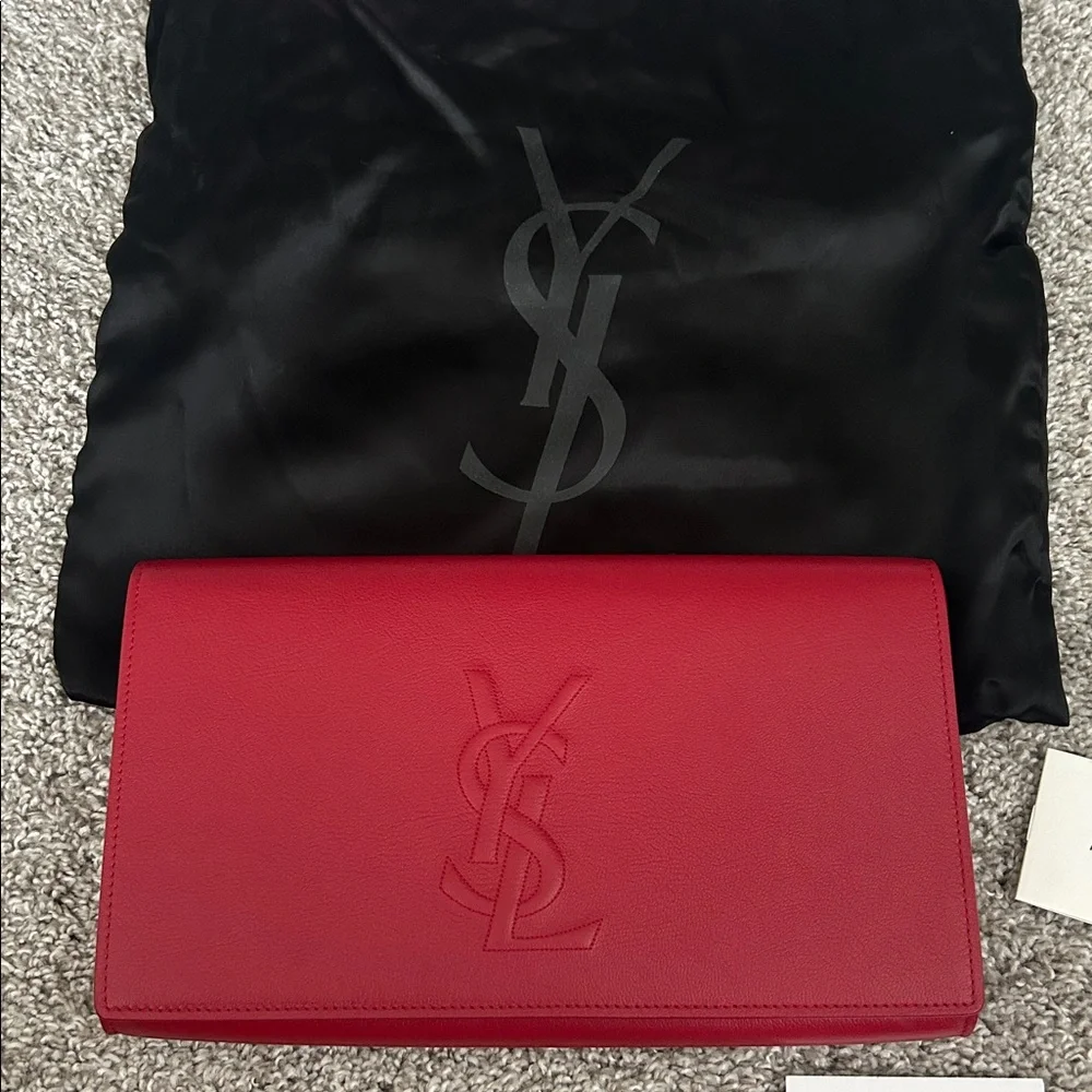 Yves Saint Laurent Red Belle de Jour clutch - Picture 2 of 10